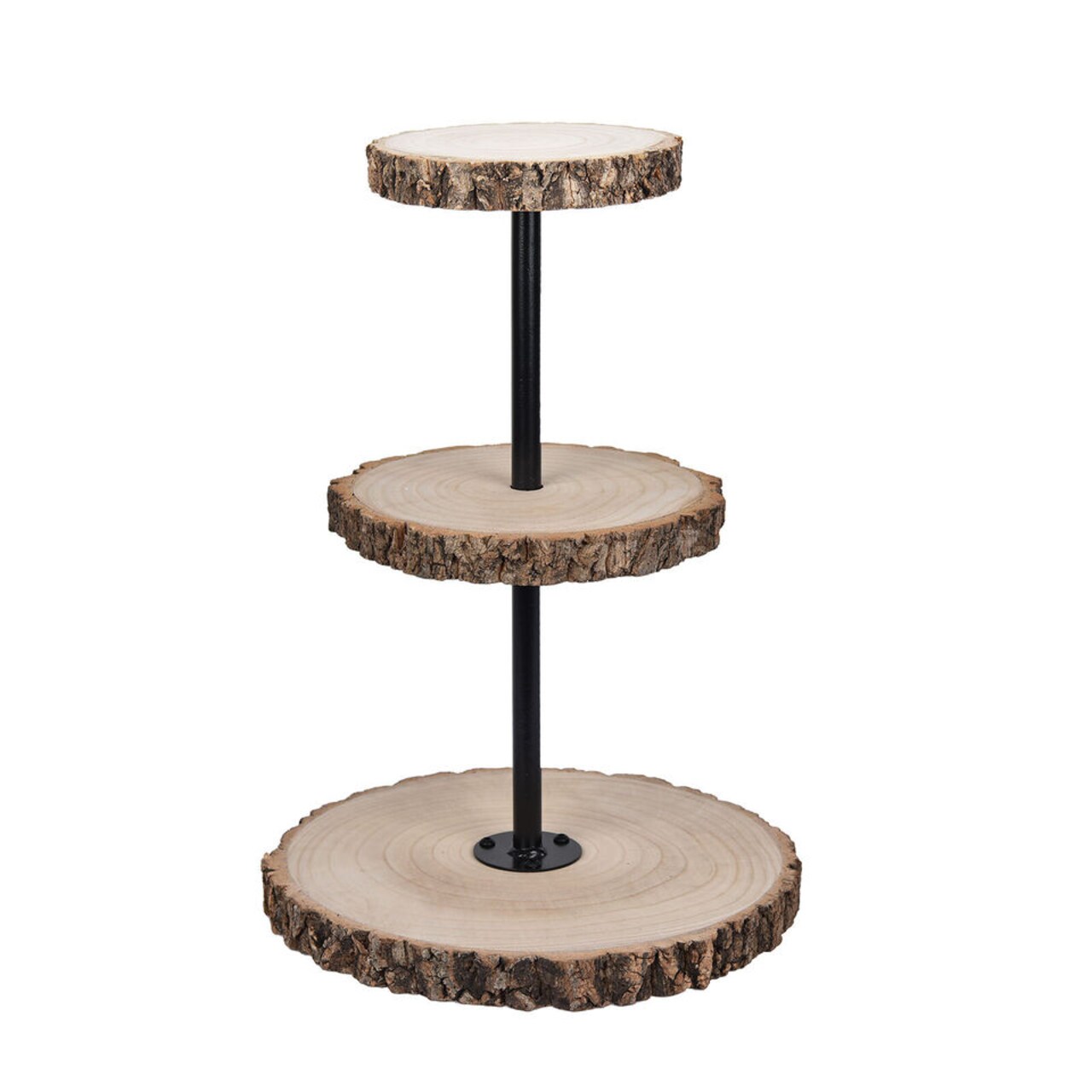 19" Brown 3 Tier Round Natural Wood DESSERT STAND Party Decorations Supplies